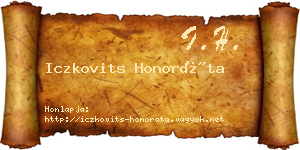 Iczkovits Honoráta névjegykártya